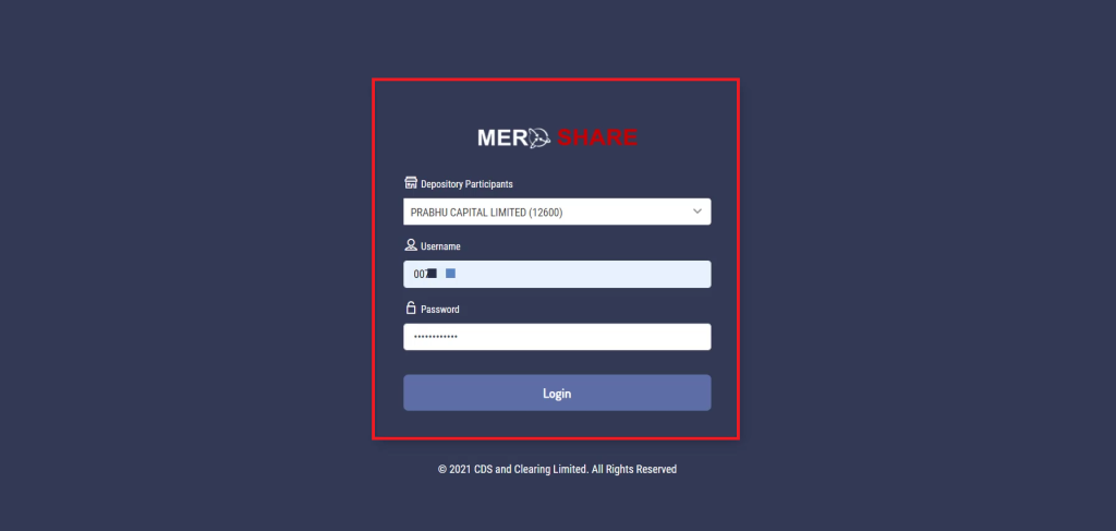 Login to your Mero Share Dashboard.