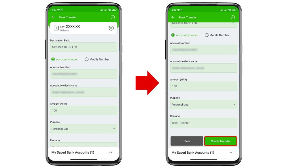 how to transfer money from esewa to bank account