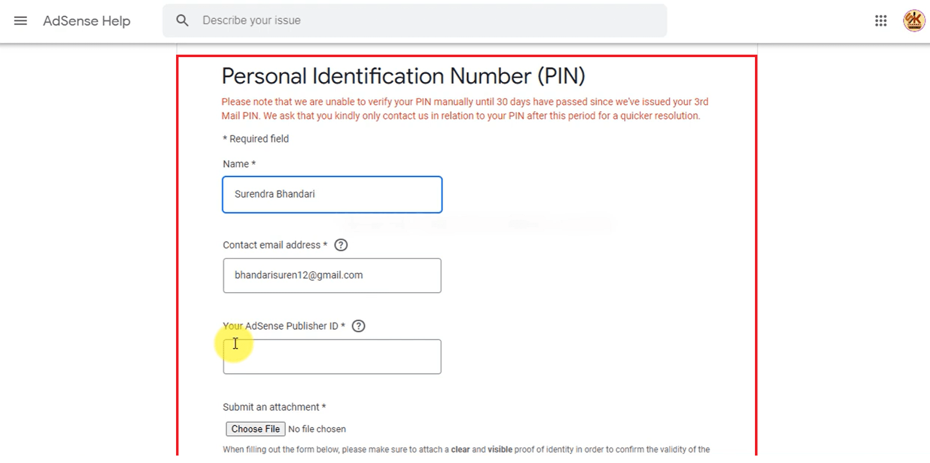 how to verify google adsense account without pin