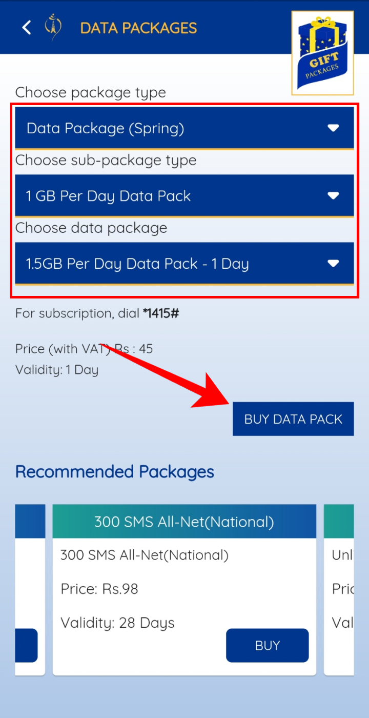 How to Take Data Pack in NTC?