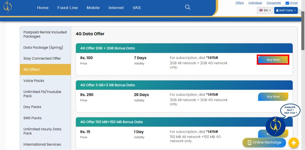 How to Take Data Pack in NTC?