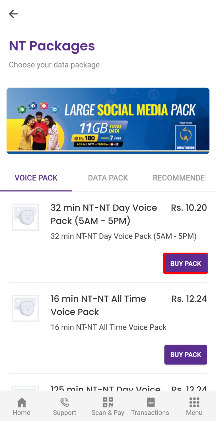 How to Take Voice Pack in NTC?